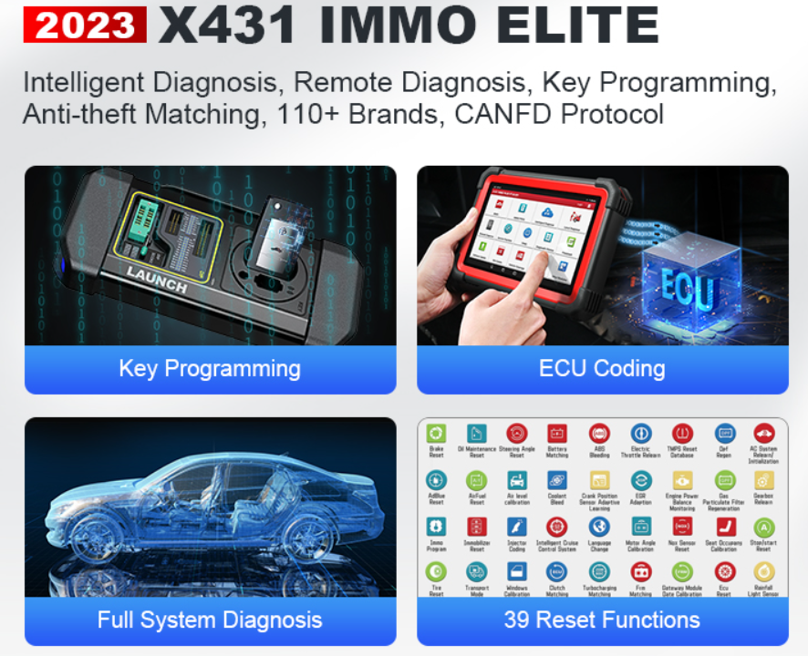 2023 universal launch x431 immo elite key programmer tools obd2 vehicle car diagnostic scanner machine tool for all cars