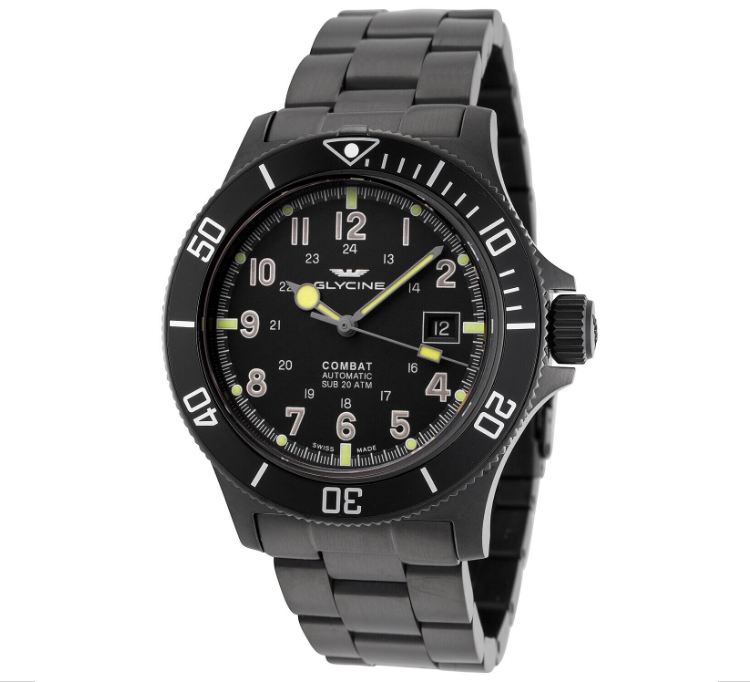 Montre automatique 42 mm pour homme Glycine Combat Sub de fabrication suisse - choix de couleur