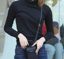 Sac de téléphone à fermeture éclair, petit sac à bandoulière de couleur unie avec détail de lettre polyvalent