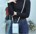 Sac de téléphone à fermeture éclair, petit sac à bandoulière de couleur unie avec détail de lettre polyvalent