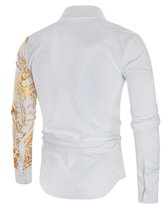 Homme Chemise Boutonnée Col de Chemise Chemise Noir Blanc Vin Manches Longues Col Graphique Été Printemps Robe de Soirée de Mariage