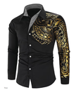 Homme Chemise Boutonnée Col de Chemise Chemise Noir Blanc Vin Manches Longues Col Graphique Été Printemps Robe de Soirée de Mariage