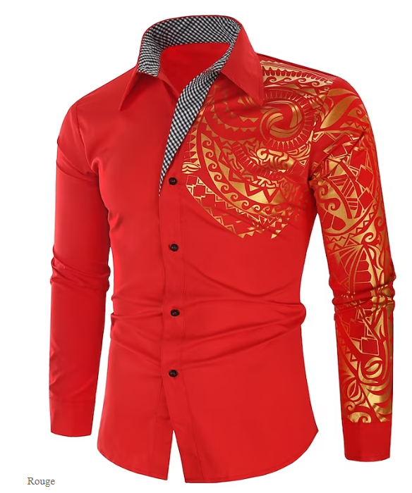 Homme Chemise Boutonnée Col de Chemise Chemise Noir Blanc Vin Manches Longues Col Graphique Été Printemps Robe de Soirée de Mariage