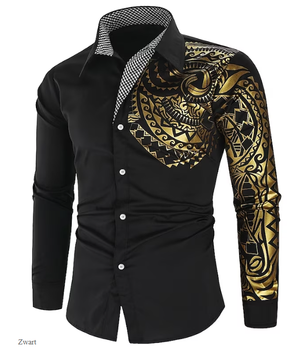 Homme Chemise Boutonnée Col de Chemise Chemise Noir Blanc Vin Manches Longues Col Graphique Été Printemps Robe de Soirée de Mariage
