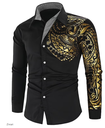 Homme Chemise Boutonnée Col de Chemise Chemise Noir Blanc Vin Manches Longues Col Graphique Été Printemps Robe de Soirée de Mariage