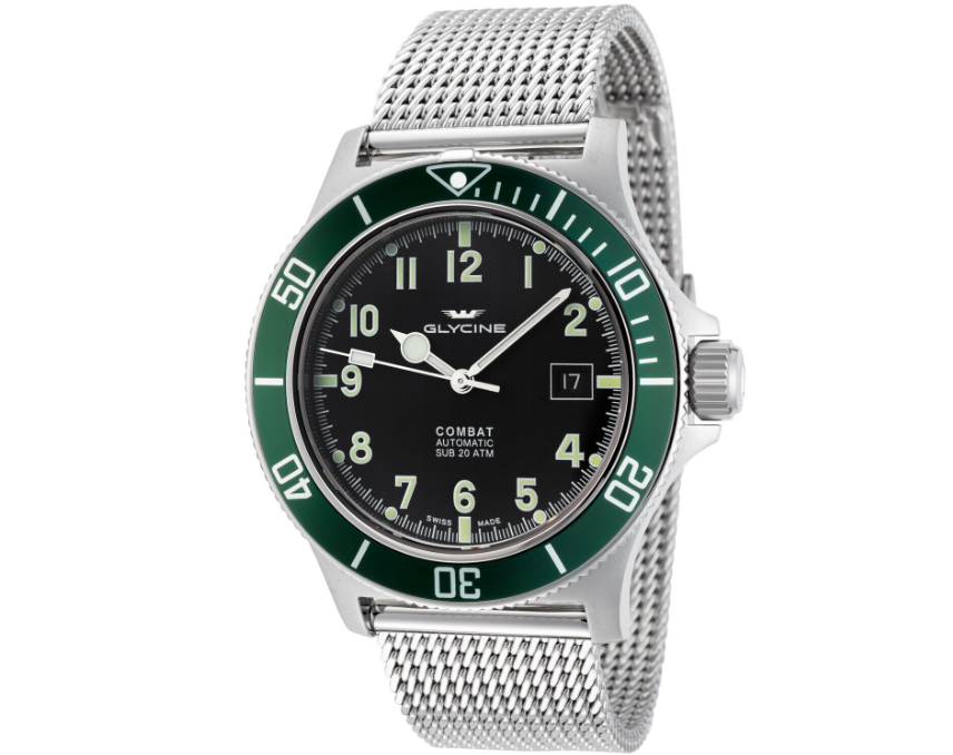 Montre automatique 42 mm pour homme Glycine Combat Sub de fabrication suisse - choix de couleur