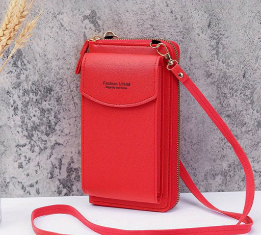 Sac de téléphone à fermeture éclair, petit sac à bandoulière de couleur unie avec détail de lettre polyvalent